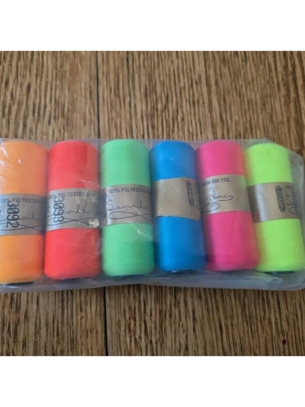 New Pack of 6 Neon 100% Polyester Sewing Thread 300 Yards each